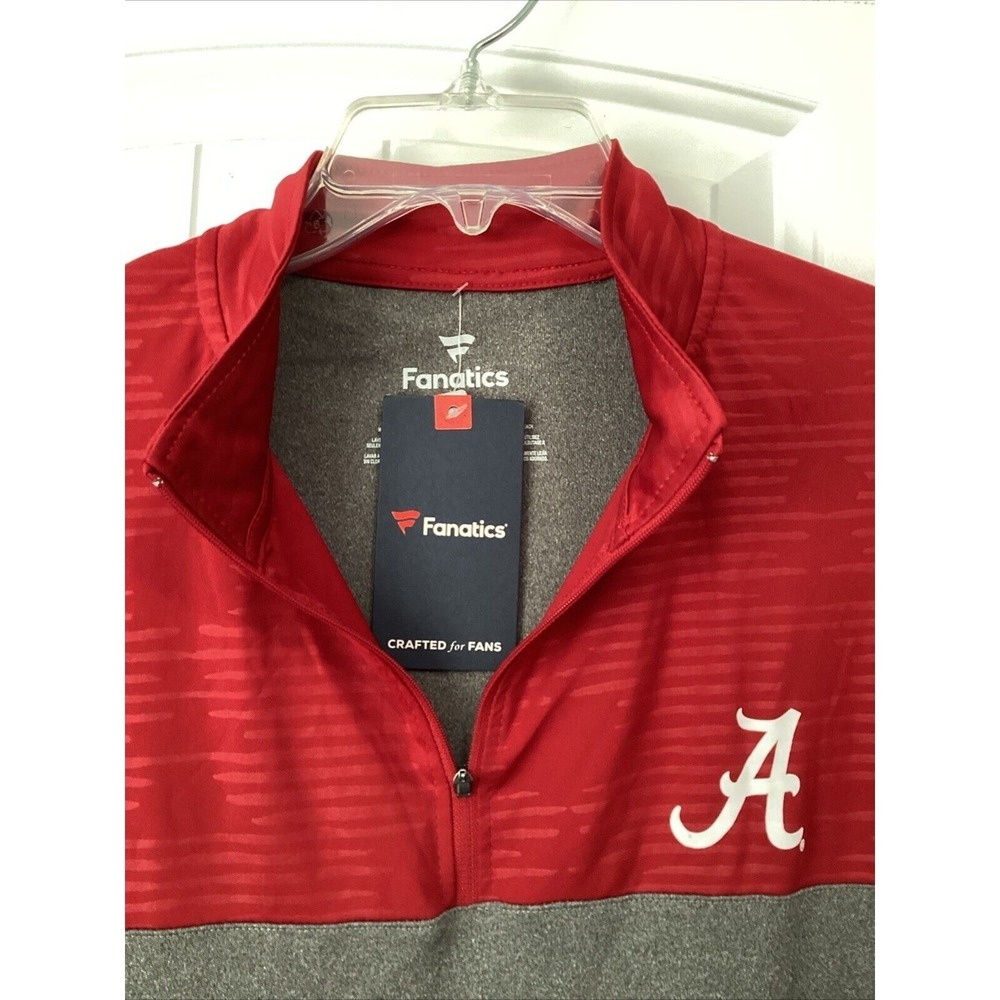 Fanatics Alabama Crimson Tide Pullover Jacket 1/4 Zip High Neck Red Sz M - Picture 2 of 3
